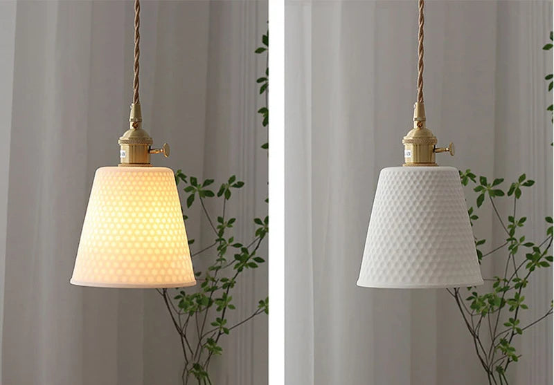 Japanese Ceramic Pendant Light - Elegant Minimalist Design