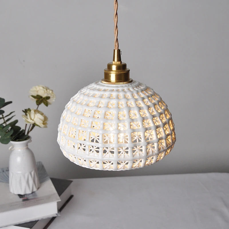 Japanese Ceramic Pendant Light - Elegant Minimalist Design