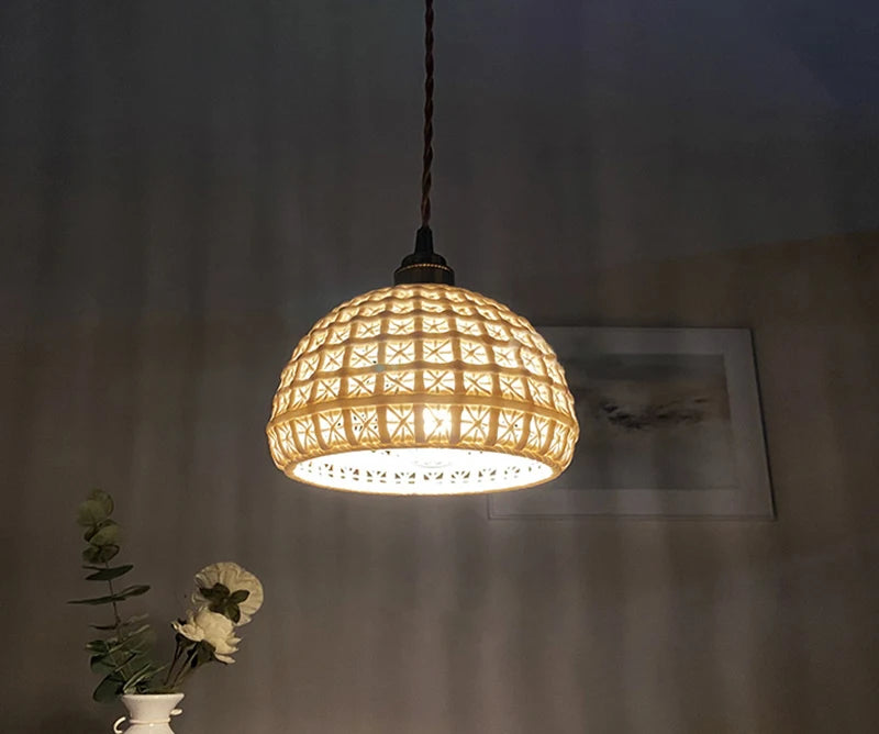 Japanese Ceramic Pendant Light - Elegant Minimalist Design