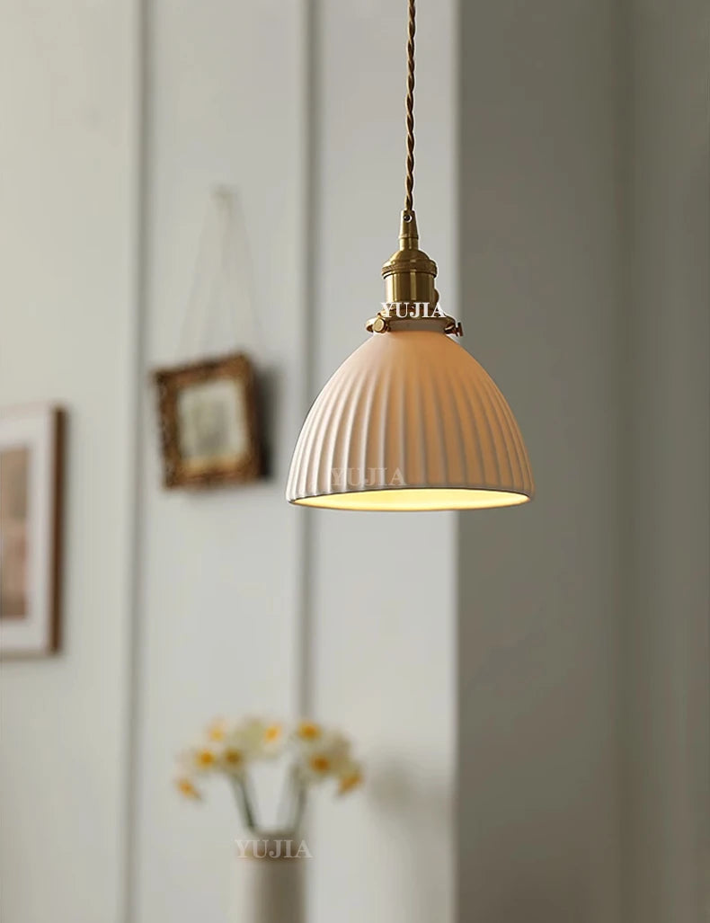 Japanese Ceramic Pendant Light - Elegant Minimalist Design