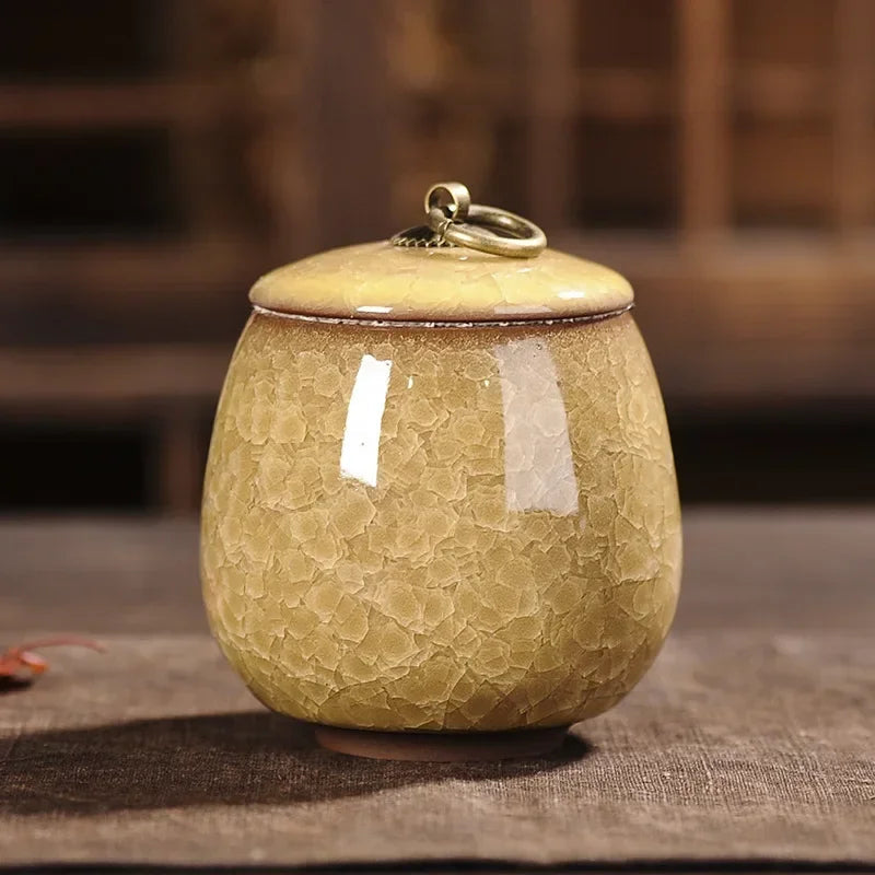 Japanese Cracked Ceramic Tea Storage