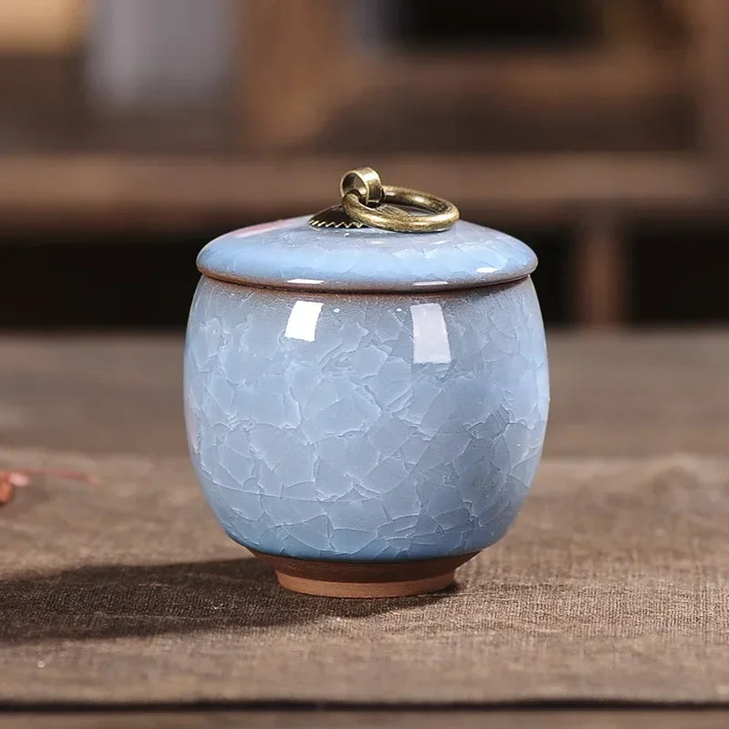 Japanese Cracked Ceramic Tea Storage