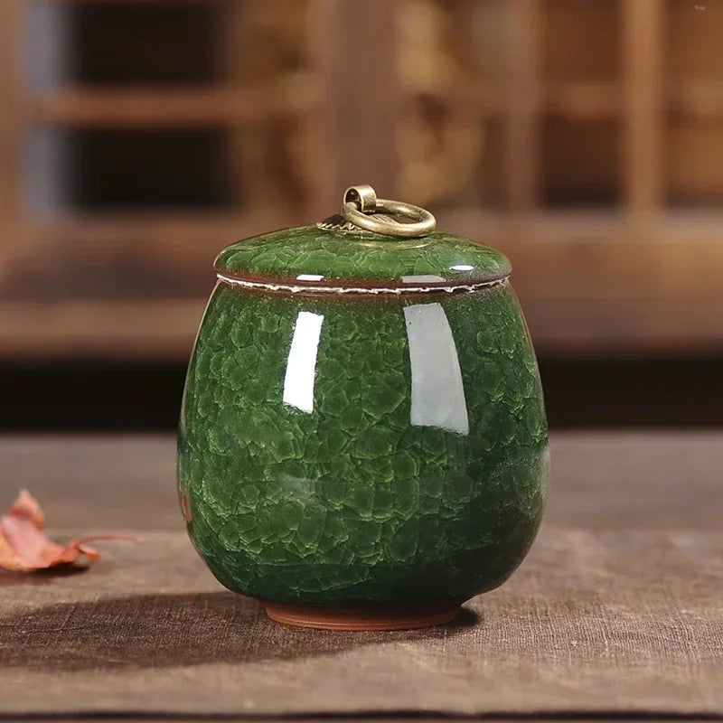 Japanese Cracked Ceramic Tea Storage