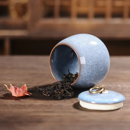 Japanese Cracked Ceramic Tea Storage