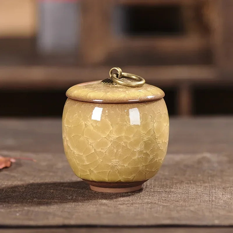 Japanese Cracked Ceramic Tea Storage