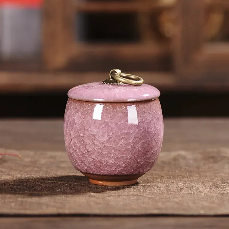 Japanese Cracked Ceramic Tea Storage