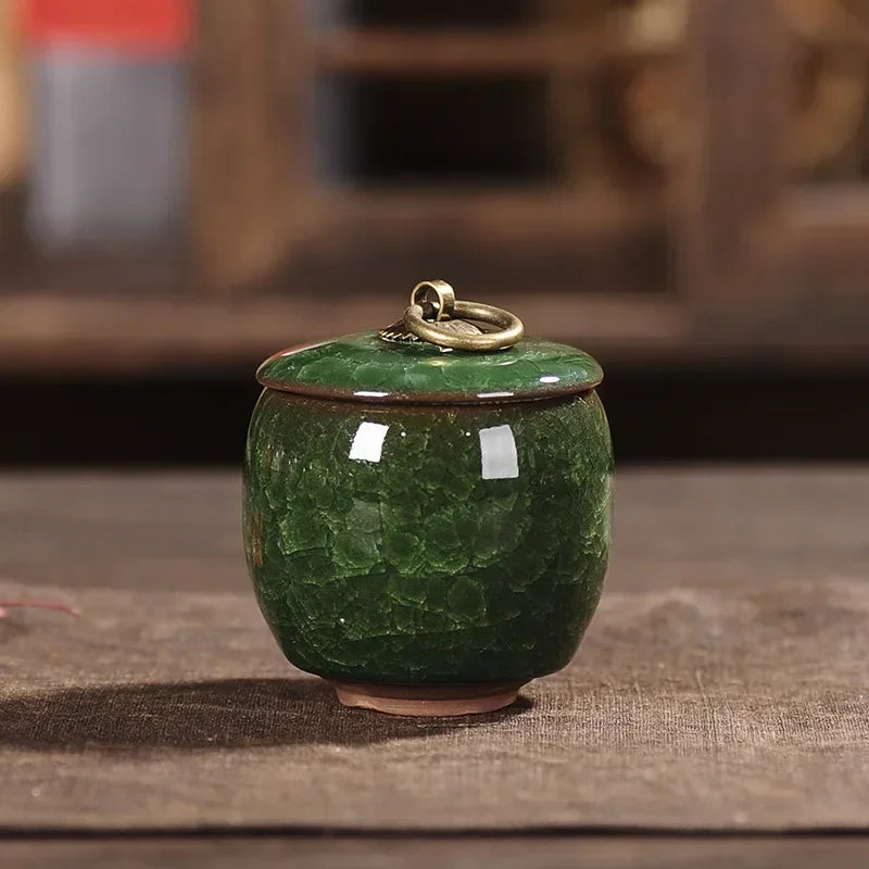 Japanese Cracked Ceramic Tea Storage