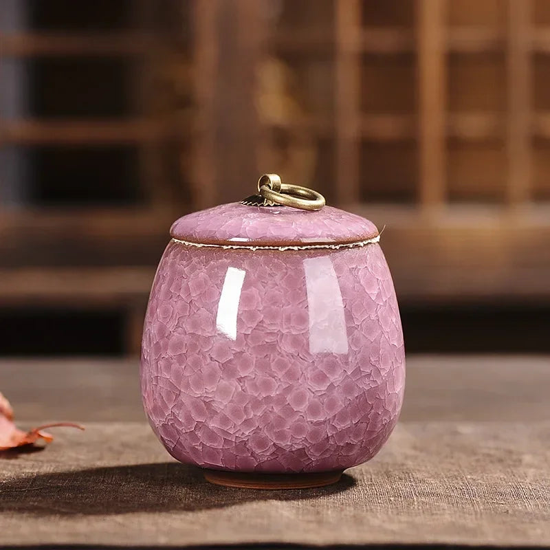 Japanese Cracked Ceramic Tea Storage