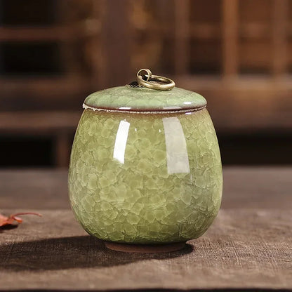 Japanese Cracked Ceramic Tea Storage