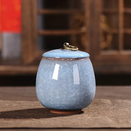 Japanese Cracked Ceramic Tea Storage