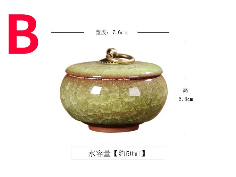 Japanese Cracked Ceramic Tea Storage