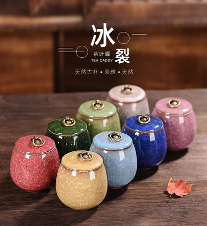 Japanese Cracked Ceramic Tea Storage