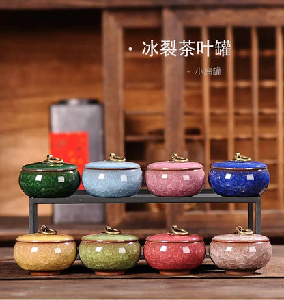 Japanese Cracked Ceramic Tea Storage