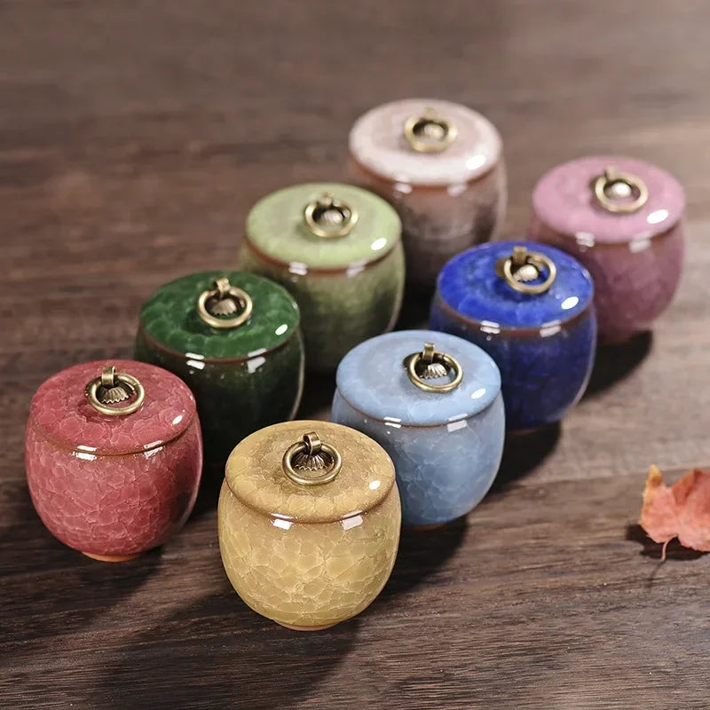 Japanese Cracked Ceramic Tea Storage