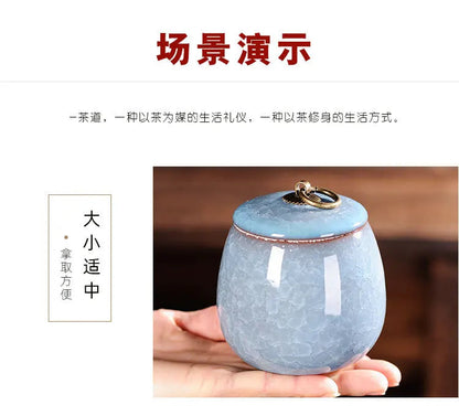 Japanese Cracked Ceramic Tea Storage