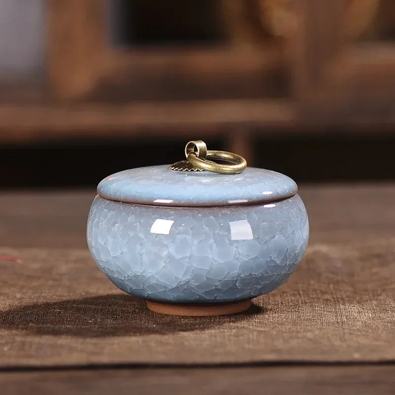 Japanese Cracked Ceramic Tea Storage