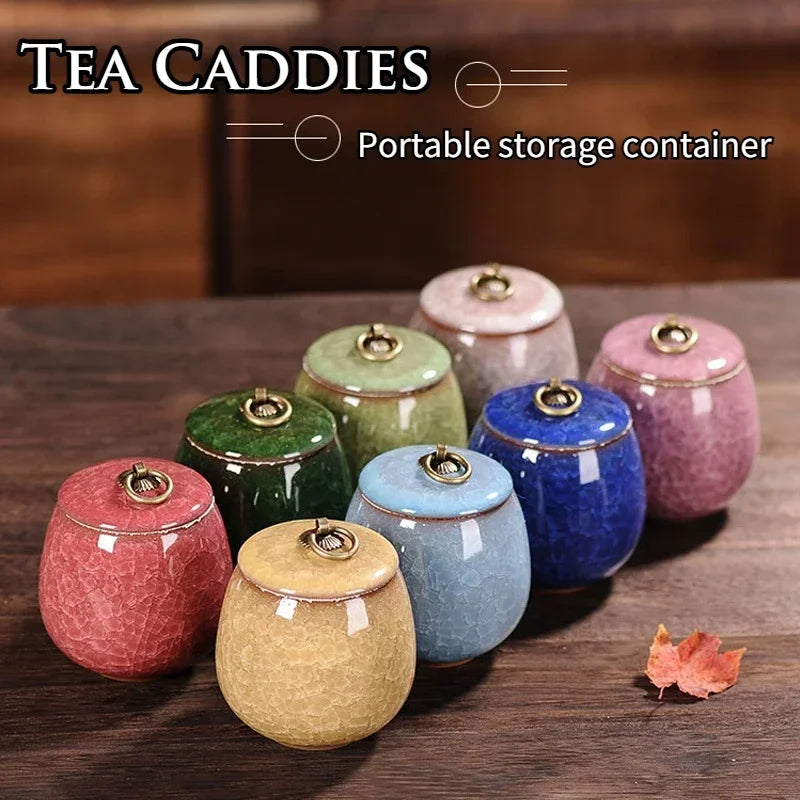 Japanese Cracked Ceramic Tea Storage