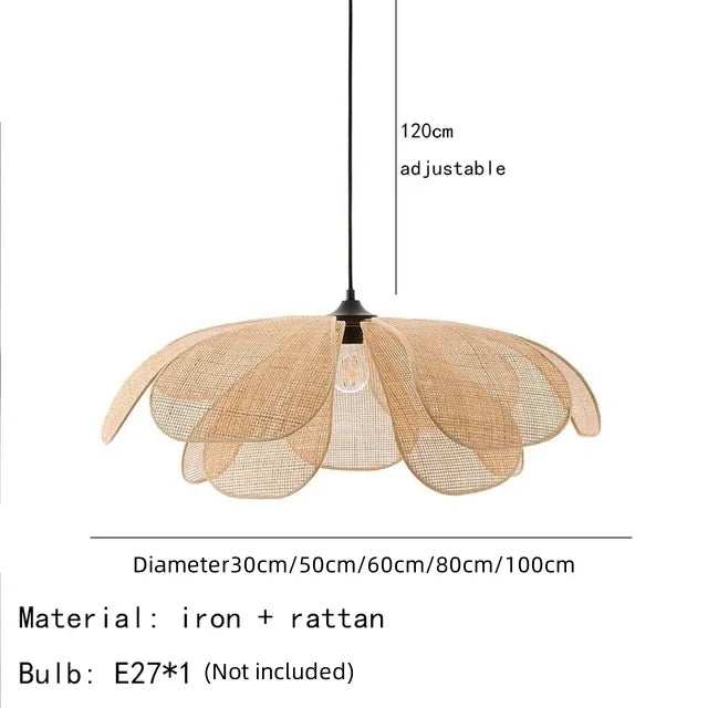 Japanese Rattan Pendant Lamp Chandelier