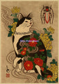 Japanese Samurai Cat Wall Art