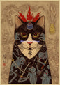 Japanese Samurai Cat Wall Art