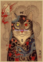 Japanese Samurai Cat Wall Art