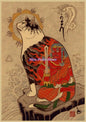 Japanese Samurai Cat Wall Art