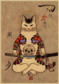 Japanese Samurai Cat Wall Art