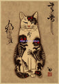 Japanese Samurai Cat Wall Art