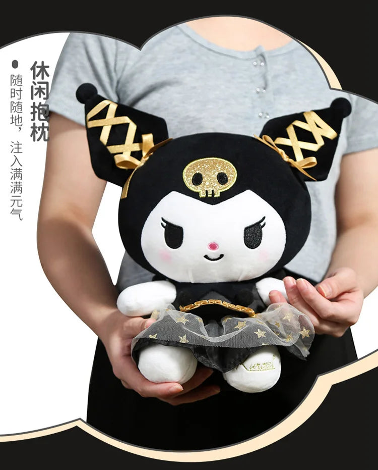 Kawaii Black Gold Kuromi Plush Pillow