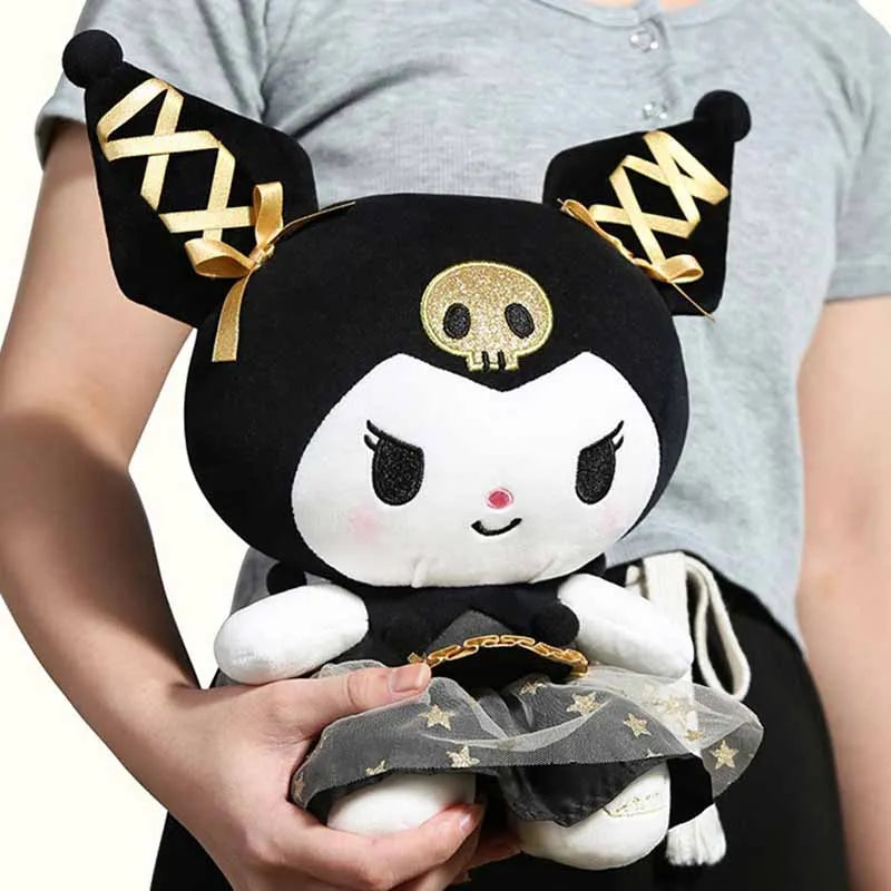 Kawaii Black Gold Kuromi Plush Pillow