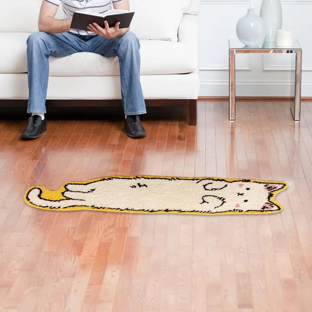 Kawaii Cat Shaped Plush Rug