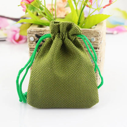 Khaki Burlap Mini Gift Pouches