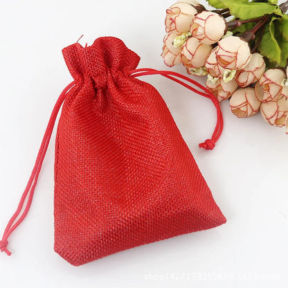 Khaki Burlap Mini Gift Pouches