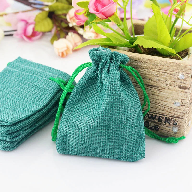 Khaki Burlap Mini Gift Pouches