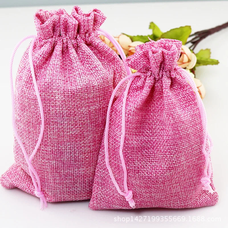 Khaki Burlap Mini Gift Pouches