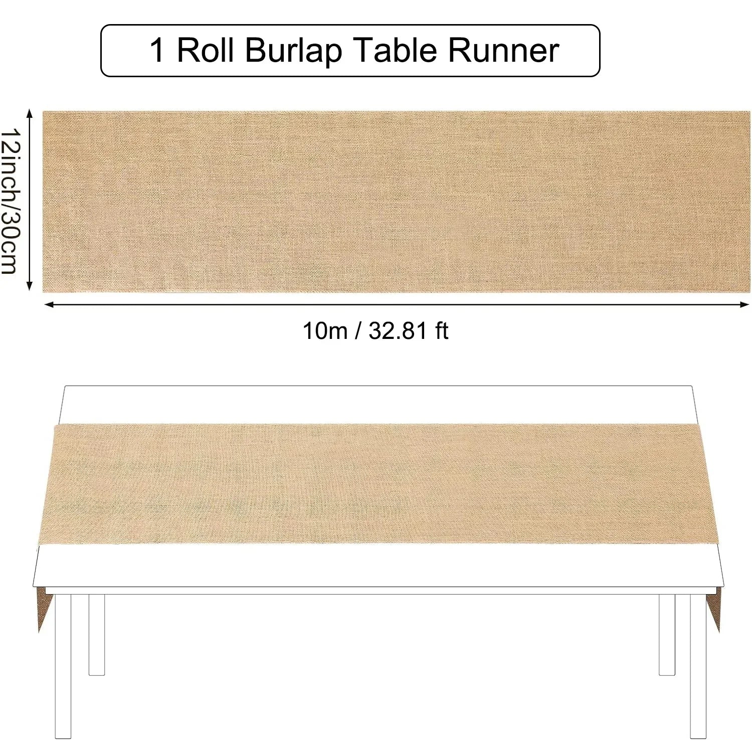 Khaki Jute Linen Table Runner 30cm