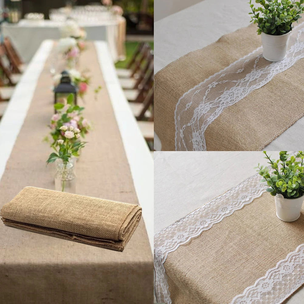 Khaki Jute Linen Table Runner 30cm