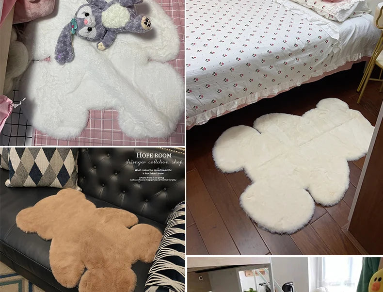 Kids Rabbit Fur Decorative Rug