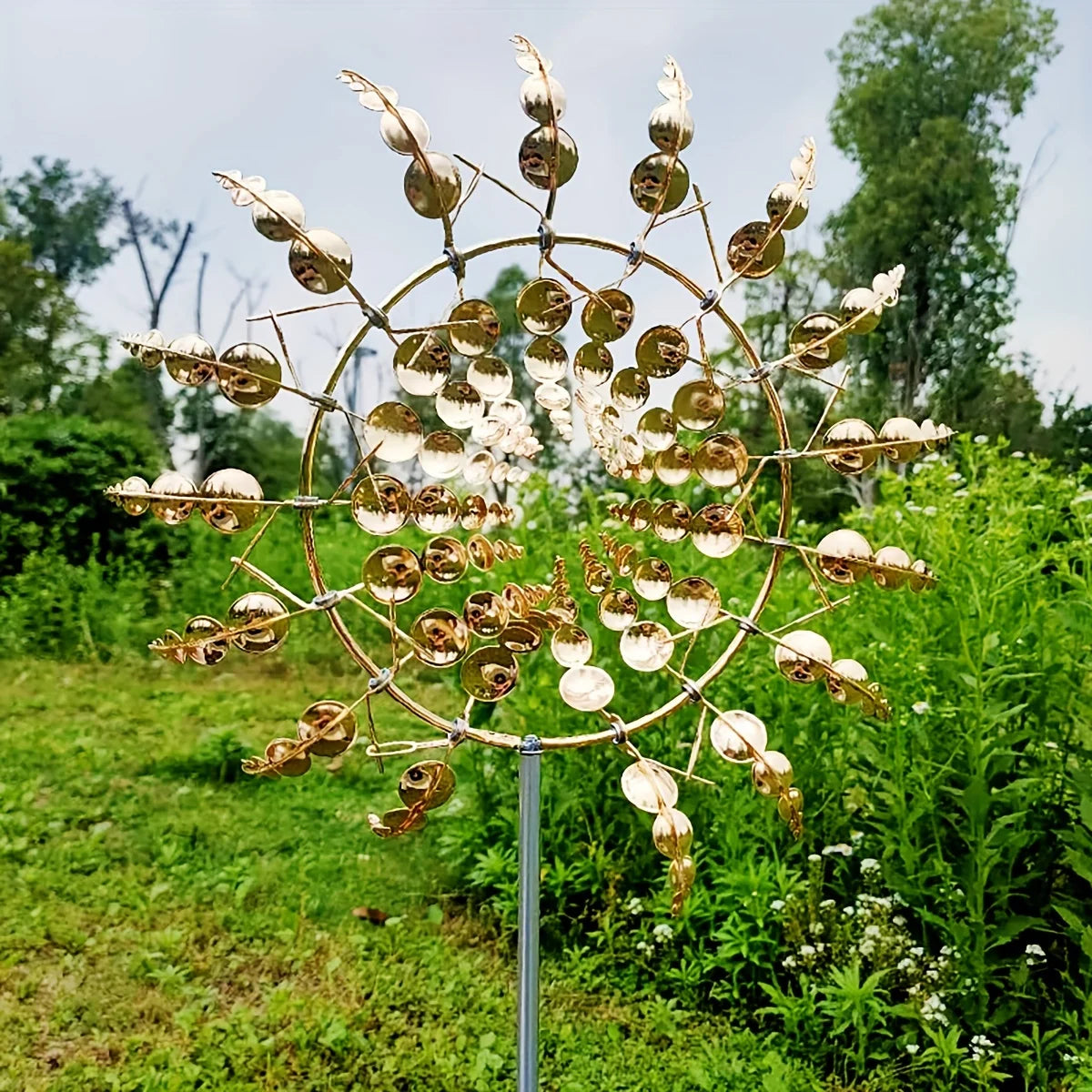 Kinetic Metal Windmill Spinner Decor