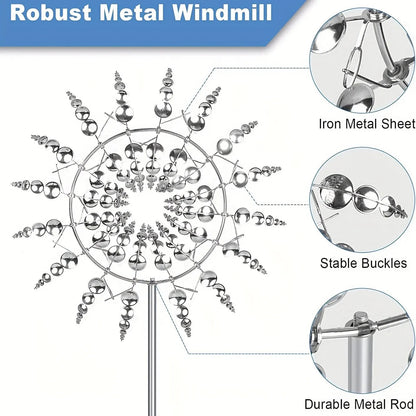 Kinetic Metal Windmill Spinner Decor