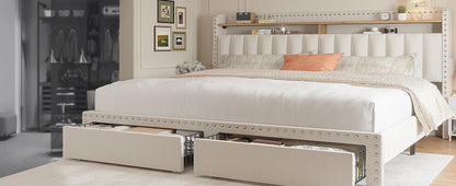 King Size Velvet Bed Frame with Storage