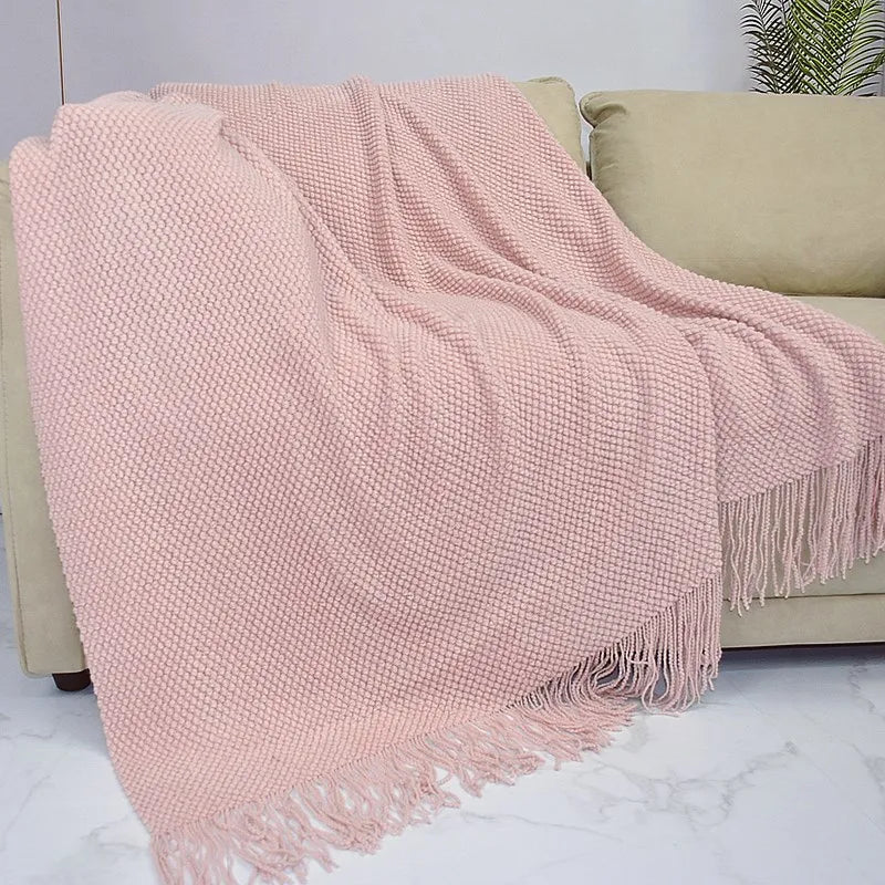 Knitted Acrylic Waffle Blanket 130x240cm