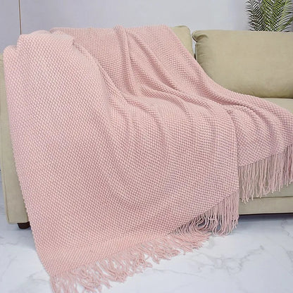 Knitted Acrylic Waffle Blanket 130x240cm