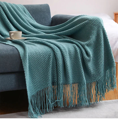 Knitted Acrylic Waffle Blanket 130x240cm