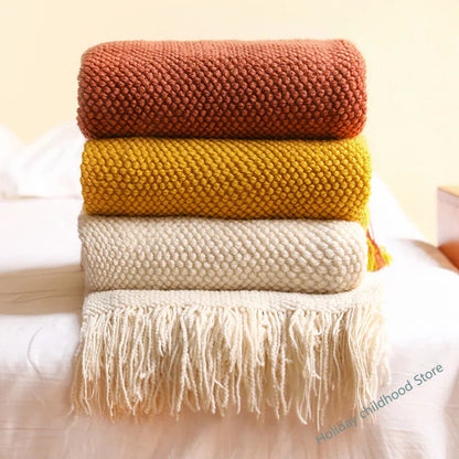 Knitted Acrylic Waffle Blanket 130x240cm