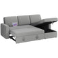 L-Shaped Convertible Sofa Bed with USB