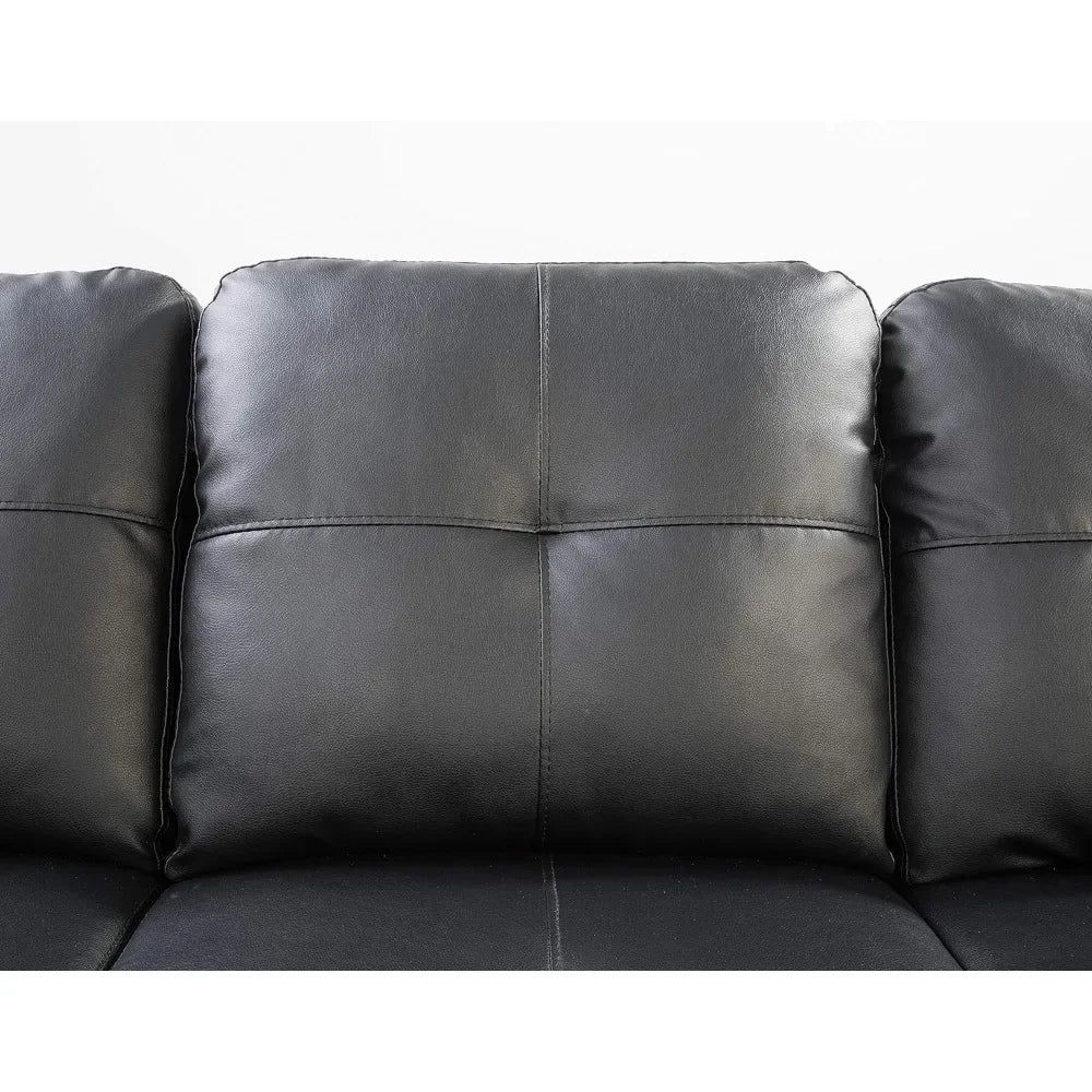 L Shaped Faux Leather Sectional Sofa