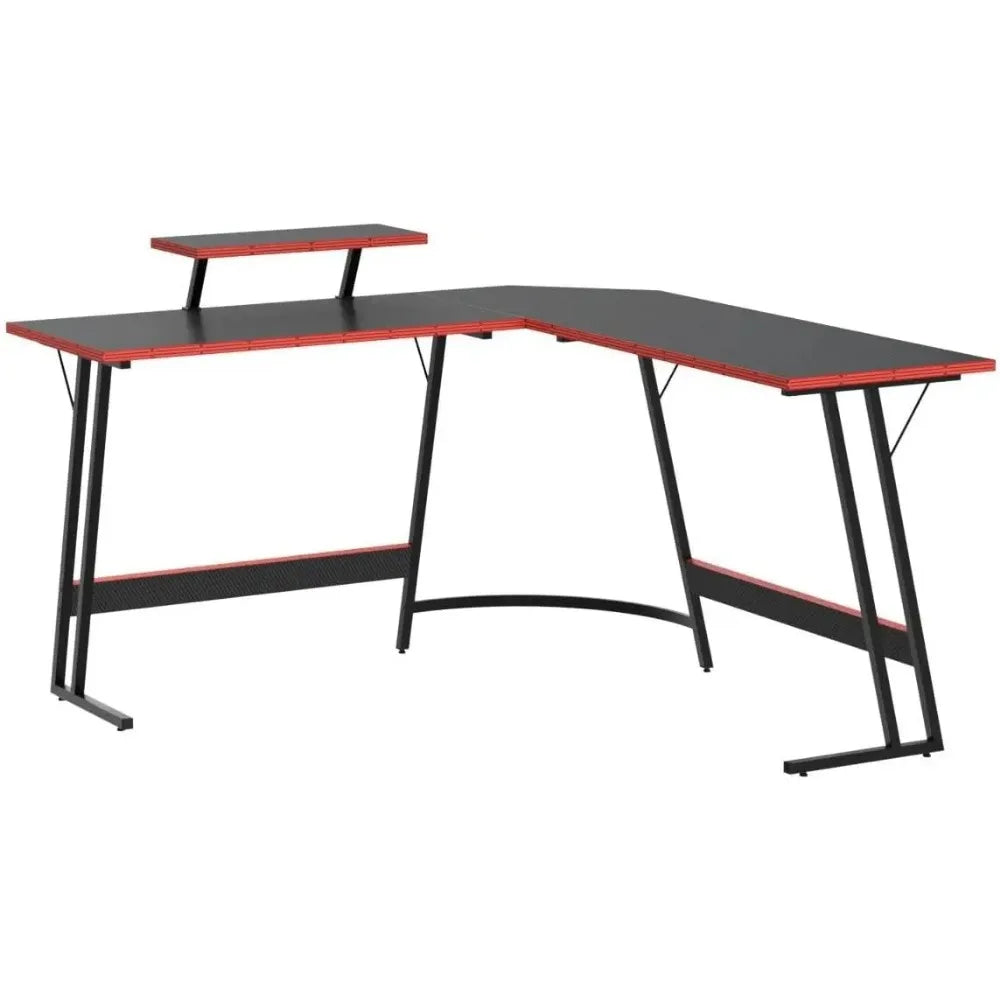 L Shaped Gaming Desk with Riser