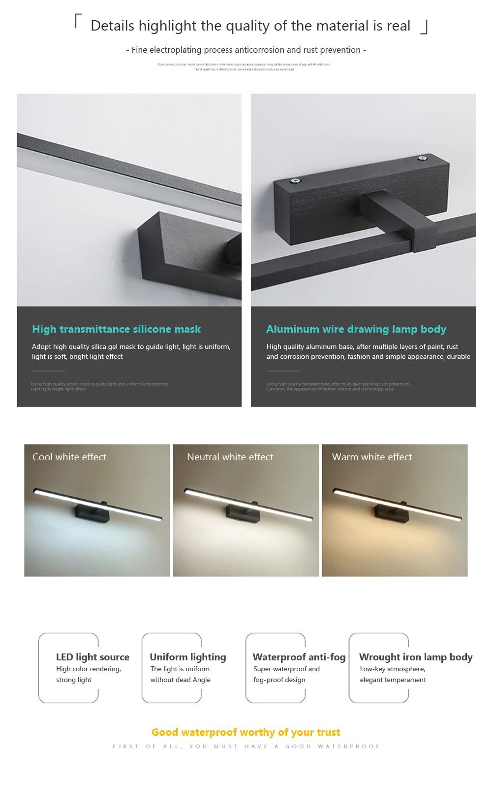 LED Bathroom Wall Light - Modern Aluminium