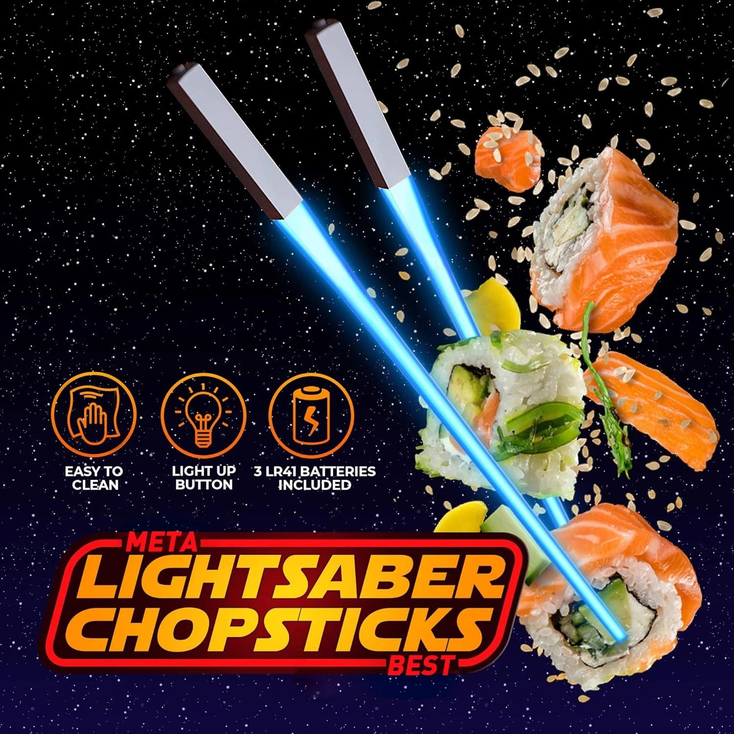 LED Lightsaber Chopsticks - Reusable, Colourful